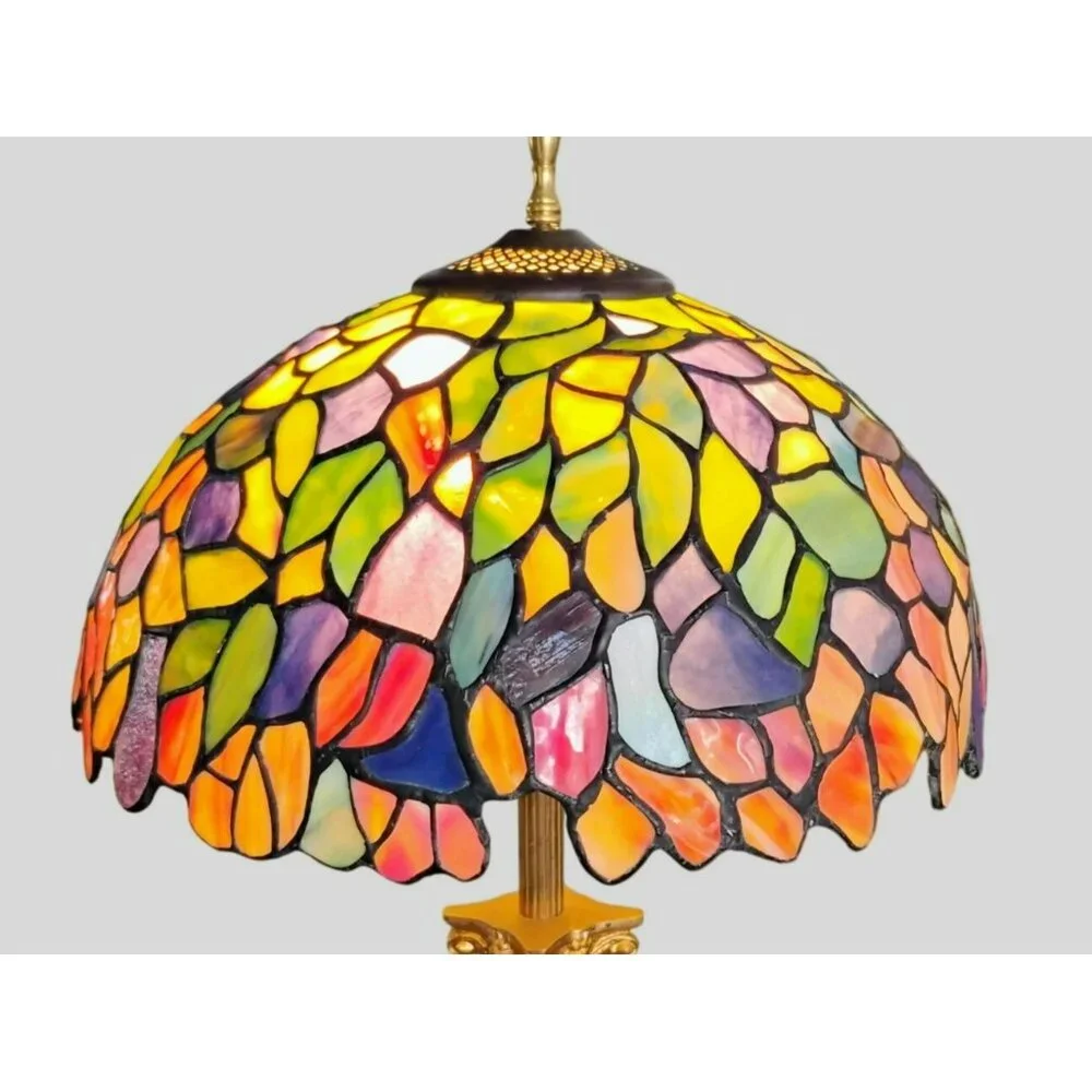 Vintage Dale Tiffany Stained Glass Lamp Shade, Signed 12